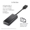 HP USB-C to HDMI 2.0 Black 111.2mm Width 44.2mm Depth 17.1mm Height