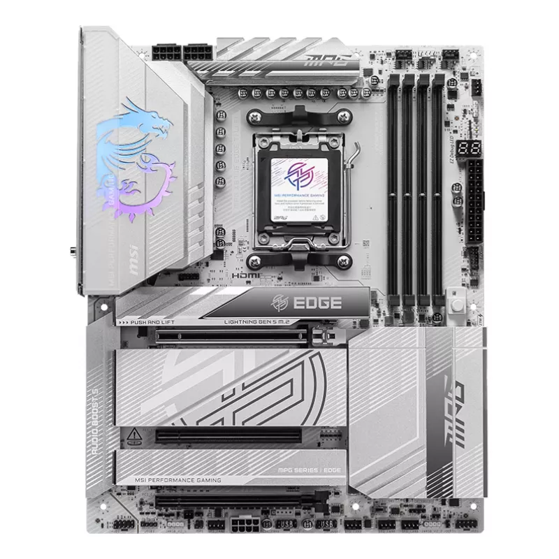 Motherboard MSI MPG X870E EDGE TI WIFI, AMD X870E chipset, Socket AM5, ATX, DDR5, 4×DIMM, Wi‑Fi 7, 5Gb LAN, 4×M.2