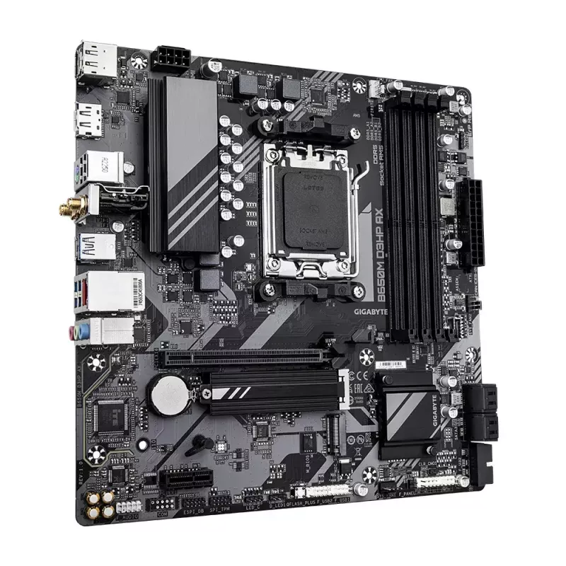 Motherboard GIGABYTE B650M D3HP AX Micro ATX, AMD AM5, B650, 4x DDR5 DIMM, 256GB, Wi‑Fi, 2.5Gb LAN