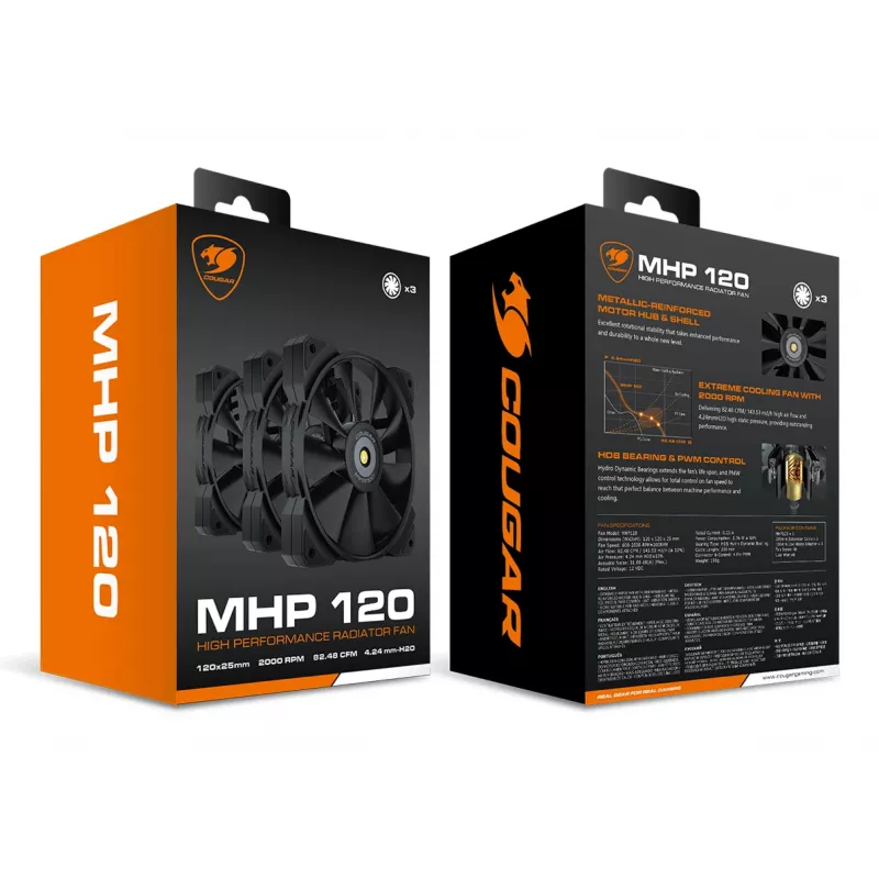 COUGAR Case Fan MHP 120, Black, 3-pack