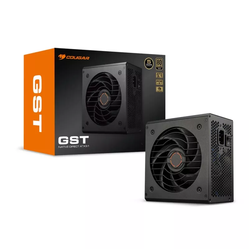 COUGAR Power Supply GST 750W ATX3.1 / 80 Plus Gold, 750 W, 100 - 240 V, 50/60 Hz, 10 - 5 A, 120 W, 750 W