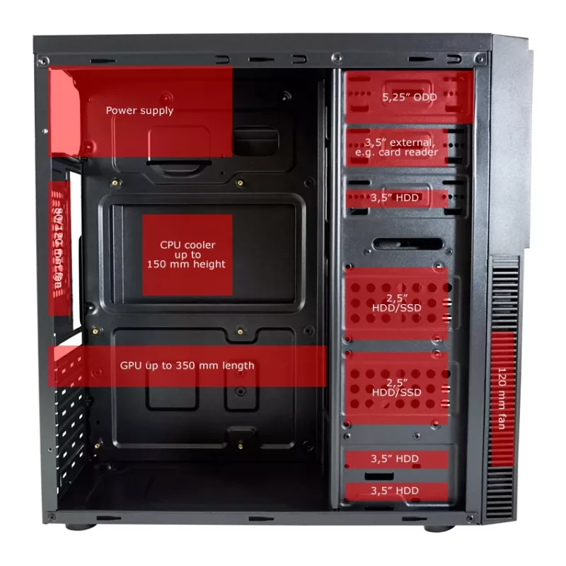 PC case LC-Power LC-7041B-ON Midi Tower Black