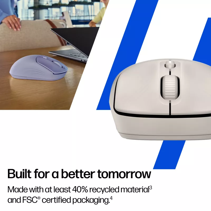 HP 400 Quiet Maple Wireless Mouse, Ambidextrous, RF Wireless + Bluetooth, 6000 DPI, Beige