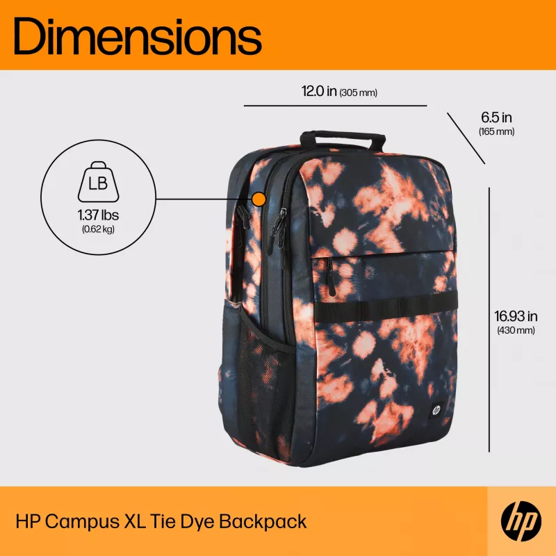 Casual backpack HP Campus XL Tie Dye Backpack Black Polyester