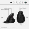 HP 920 Ergonomic Wireless Mouse, Right-hand, Vertical design, Bluetooth + USB Type-A, 4000 DPI, Black