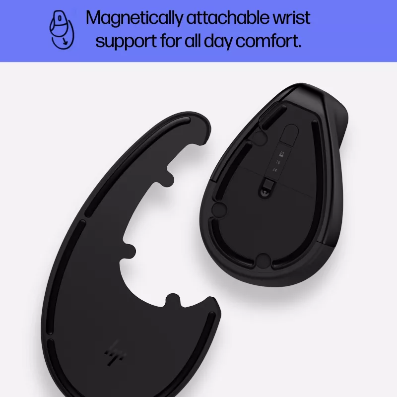 HP 920 Ergonomic Wireless Mouse, Right-hand, Vertical design, Bluetooth + USB Type-A, 4000 DPI, Black