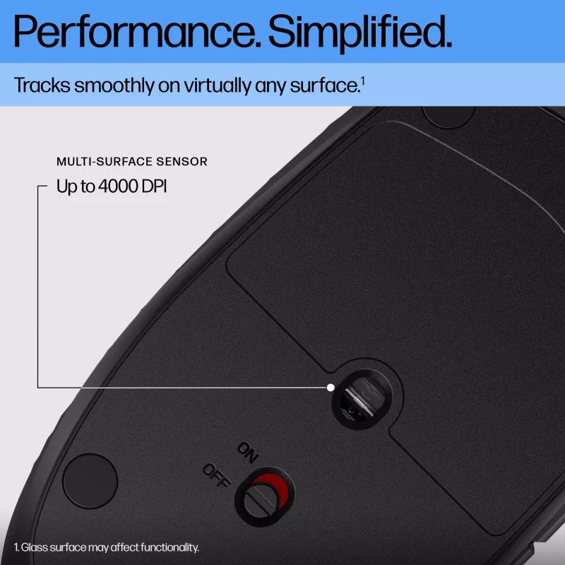 HP 420 Programmable Bluetooth Mouse, Ambidextrous, Bluetooth, 4000 DPI, Black