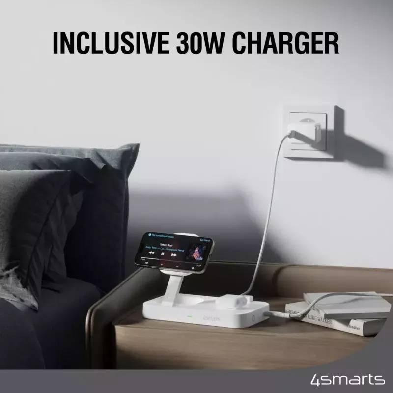Wireless Charger 4smarts Qi2 Universal White Fast Charging Indoor AC 12V