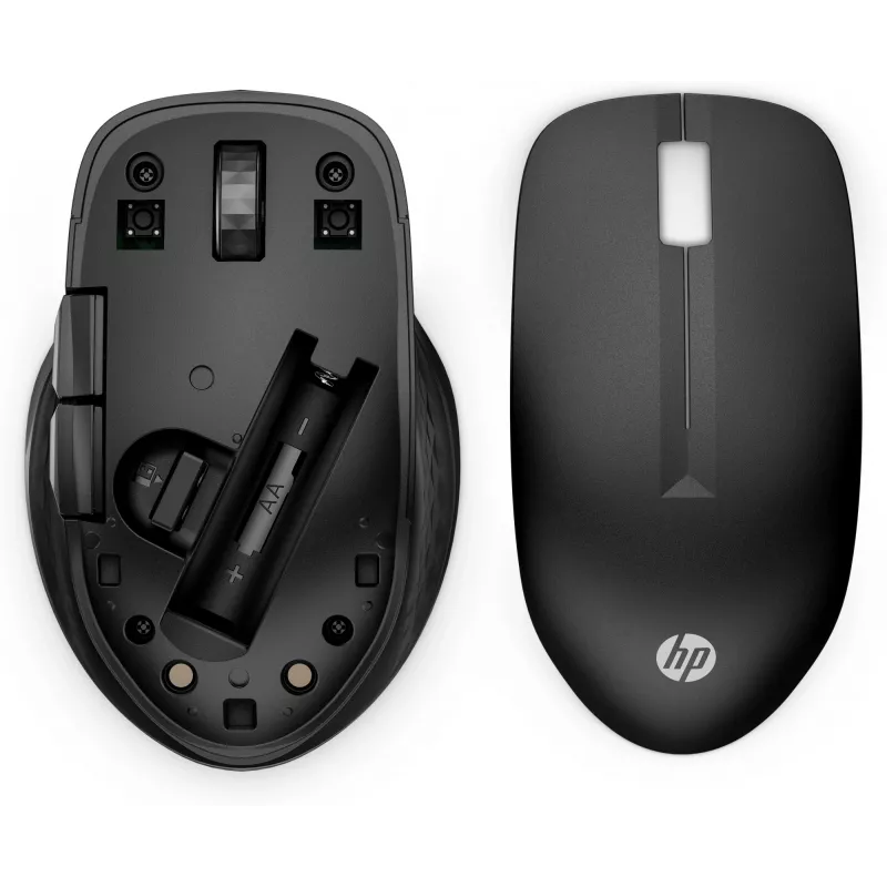 HP 430 Multi-Device Wireless Mouse, Ambidextrous, Optical, RF Wireless + Bluetooth, 1200 DPI, Black