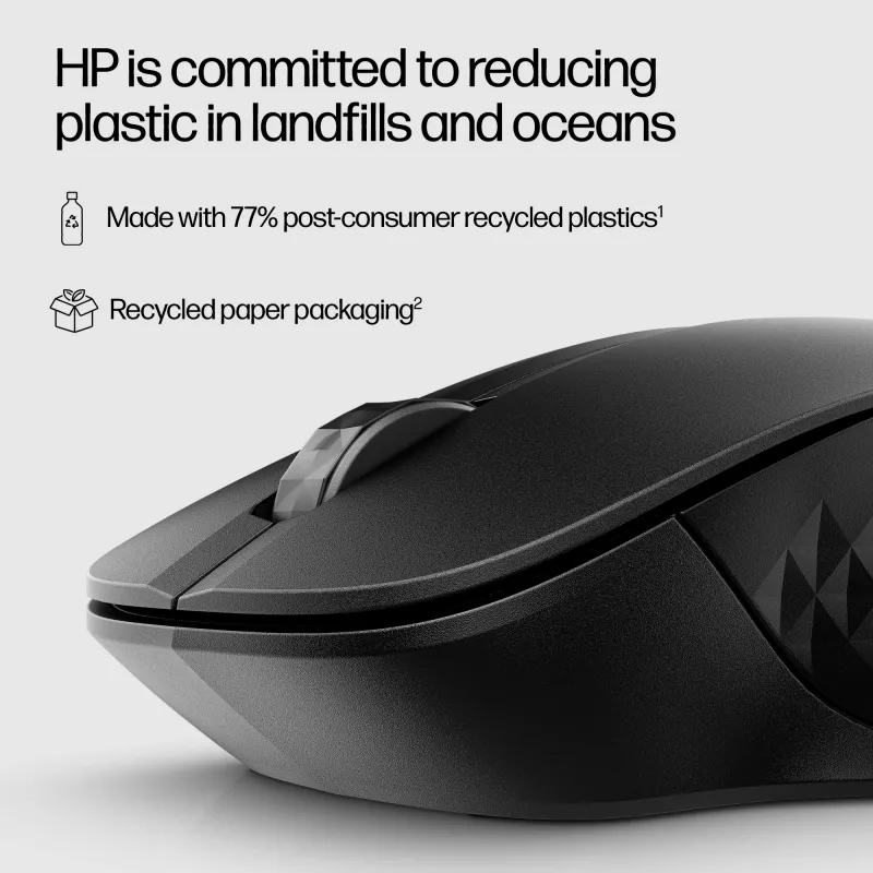 HP 430 Multi-Device Wireless Mouse, Ambidextrous, Optical, RF Wireless + Bluetooth, 1200 DPI, Black