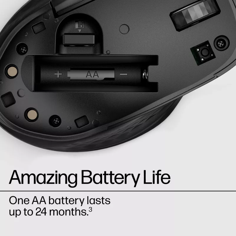 HP 430 Multi-Device Wireless Mouse, Ambidextrous, Optical, RF Wireless + Bluetooth, 1200 DPI, Black