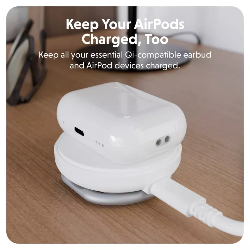 Targus HJ3310WHGL mobile device charger Headphones, Smartphone, Smartwatch White USB Wireless charging Fast charging Indoor