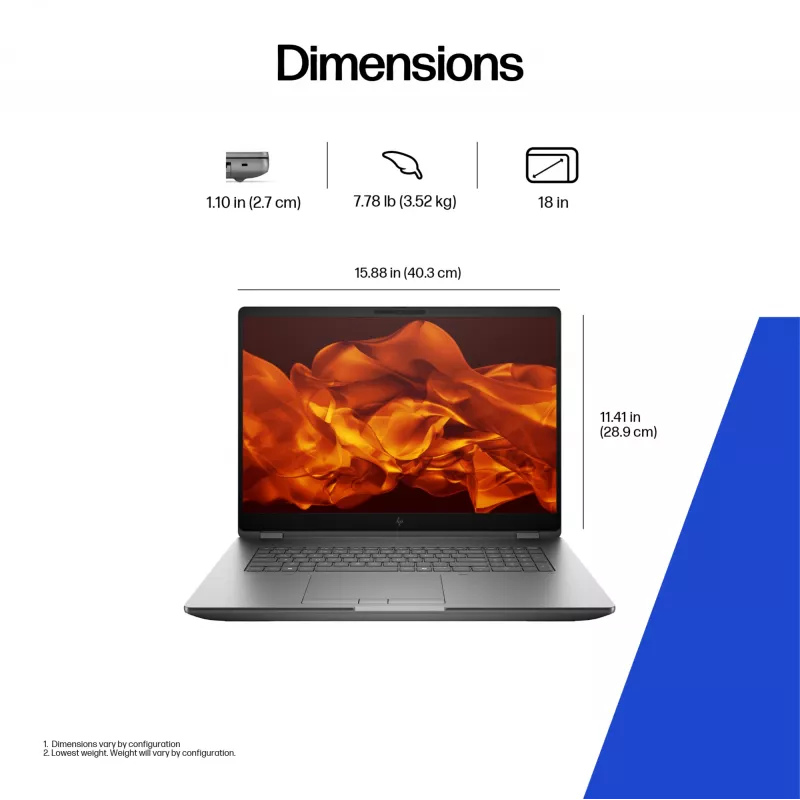 HP ZBook Fury G1i Intel Core Ultra 9 285HX 45.7 cm (18 inch) WQXGA 64 GB DDR5-SDRAM Wi-Fi 7 (802.11be) Windows 11 Pro AI Workstation, AI PC