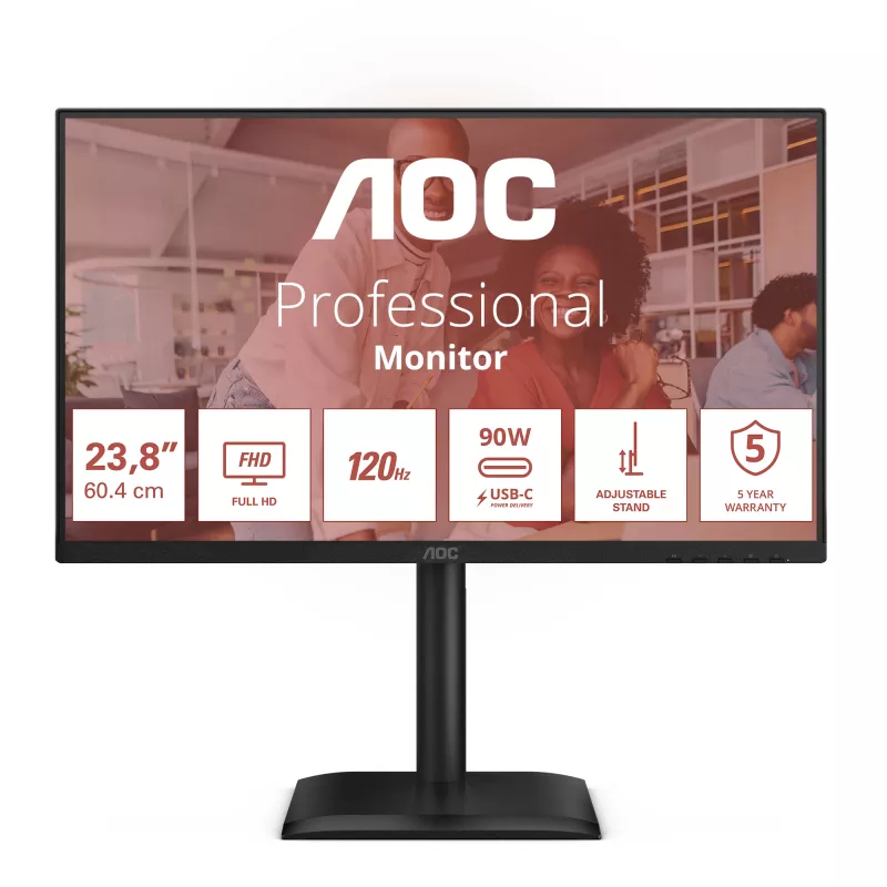 AOC E4 24E4CV computer monitor 60.5 cm (23.8 inch) 1920 x 1080 pixels Full HD LED Black