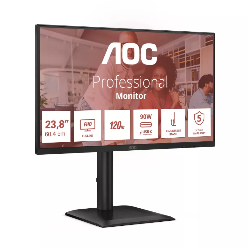 AOC E4 24E4CV computer monitor 60.5 cm (23.8 inch) 1920 x 1080 pixels Full HD LED Black
