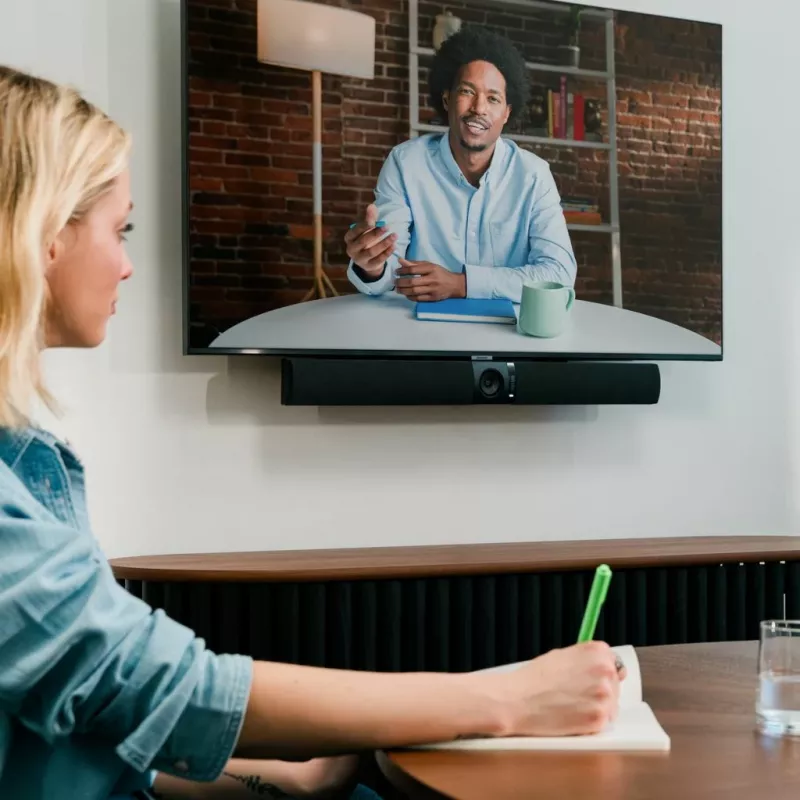 Owl Labs Owl Bar Video Conferencing Device — 4K Video Conferencing Bar with Active Speaker Focus (Add a Meeting Owl 3 or Pro for 360-Degree Coverage and Automatic Camera Switching)