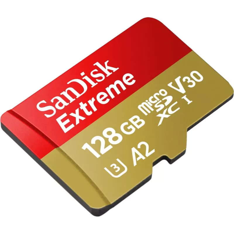 WESTERN DIGITAL Extreme microSDXC 128GB SD Adapter Action Cams and Drones 170MB/s 80MB/s A2 C10 V30 UHS-I U3