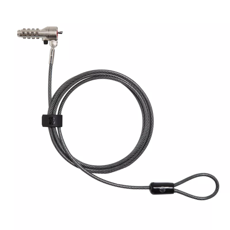 HP Essential Nano Combination Cable Lock, 1.83 m, Combination lock, Stainless steel