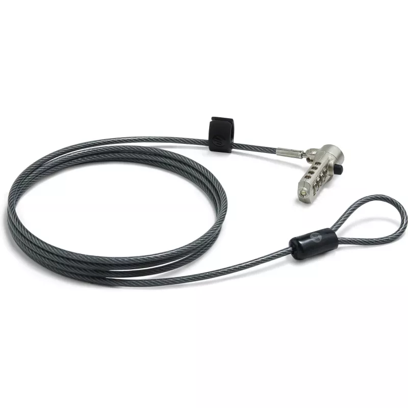 HP Essential Nano Combination Cable Lock, 1.83 m, Combination lock, Stainless steel