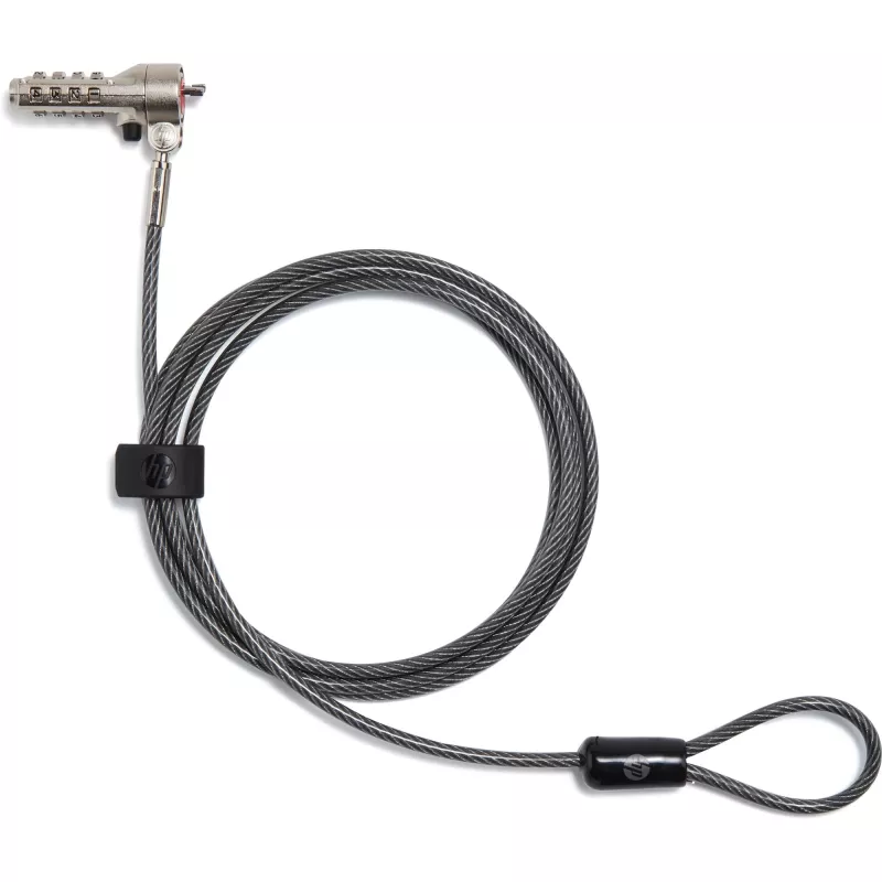 HP Essential Nano Combination Cable Lock, 1.83 m, Combination lock, Stainless steel