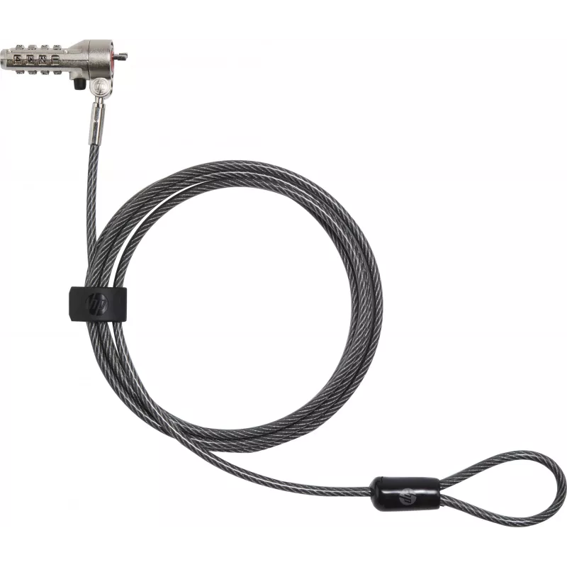HP Essential Nano Combination Cable Lock, 1.83 m, Combination lock, Stainless steel