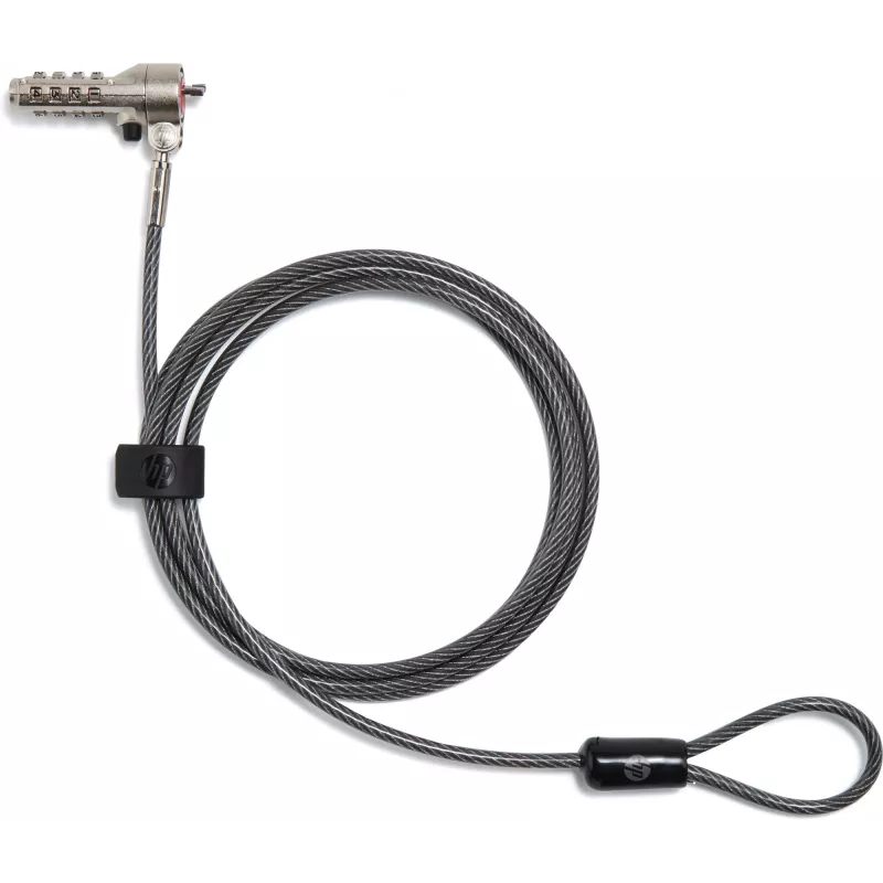 HP Essential Nano Combination Cable Lock, 1.83 m, Combination lock, Stainless steel