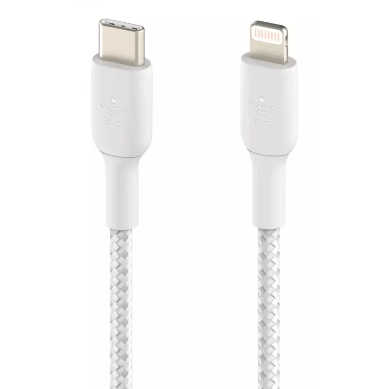 BELKIN Lightning To USB-c Cable Braid 1m White