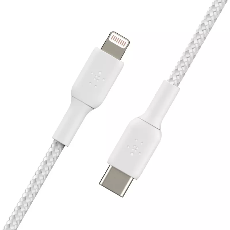 BELKIN Lightning To USB-c Cable Braid 1m White