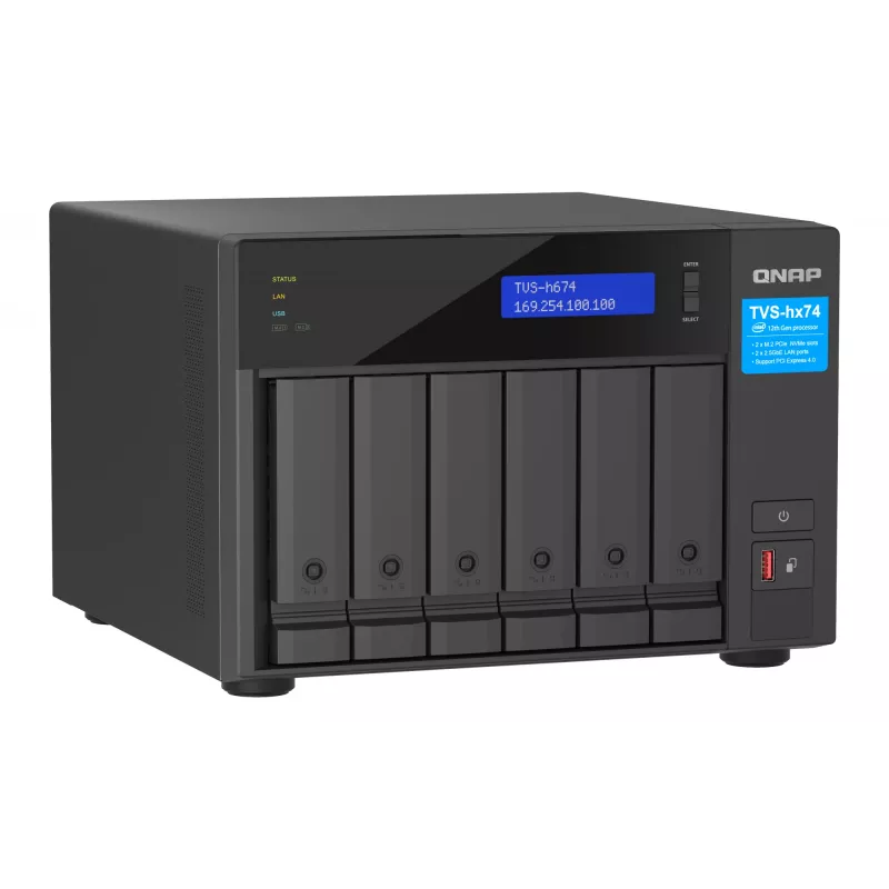 QNAP TVS-H674 NAS Tower Intel® Core™ i5 i5-12400 32 GB DDR4 0 TB QuTS hero Black