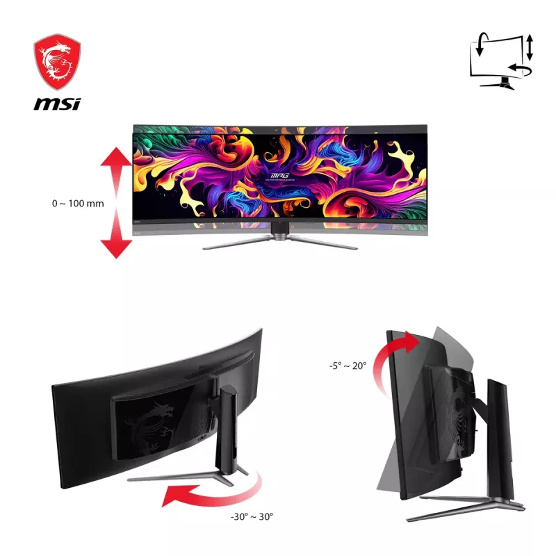 MSI MPG 491CQPDE QD-OLED computer monitor 124.5 cm (49 inch) 5120 x 1440 pixels DQHD Black