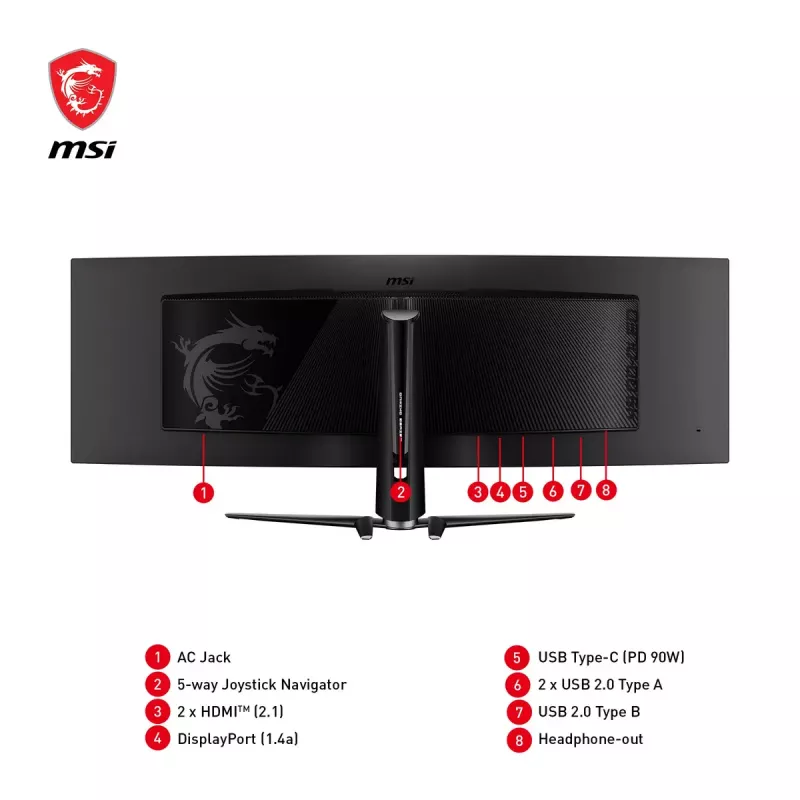 MSI MPG 491CQPDE QD-OLED computer monitor 124.5 cm (49 inch) 5120 x 1440 pixels DQHD Black