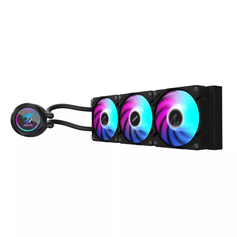 GIGABYTE AORUS WATERFORCE II 360 AIO Liquid CPU Cooler - 3x120mm ARGB Fans, slide-in interlocking mechanism, DAISY-CHAIN, Intel LGA 1851 and AMD AM5 Compatible