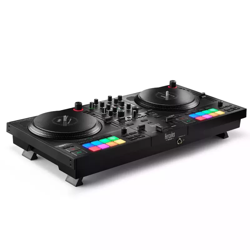 Hercules INPULSE T7 Black DJ controller — 3.5 mm/6.35 mm headphone, USB cable, 652×350×90 mm