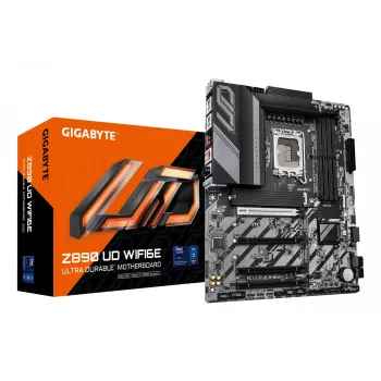 GIGABYTE Z890 UD WIFI6E Motherboard - Supports Intel Core Ultra (Series 2) CPUs, 12+1+2 phases VRM, up to 8800MHz DDR5 (OC), 1xPCIe 5.0 + 2xPCIe 4.0, Wi-Fi 6E, 2.5GbE LAN, USB 4