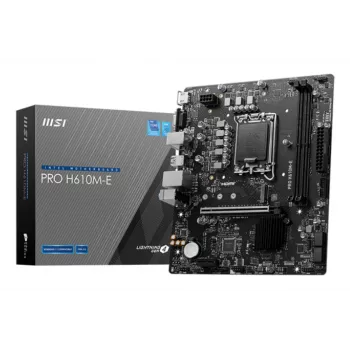 Motherboard MSI PRO H610M-E — Intel H610, LGA 1700, micro ATX, DDR5, 2x DIMM, max 96 GB, 2.5Gb LAN, HDMI, 4x SATA III