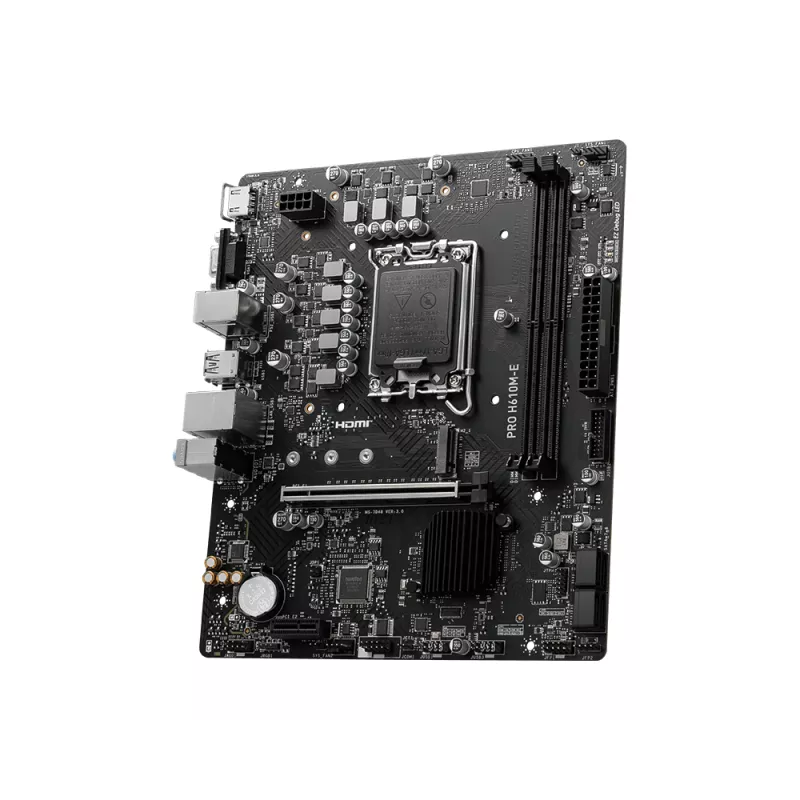 Motherboard MSI PRO H610M-E — Intel H610, LGA 1700, micro ATX, DDR5, 2x DIMM, max 96 GB, 2.5Gb LAN, HDMI, 4x SATA III