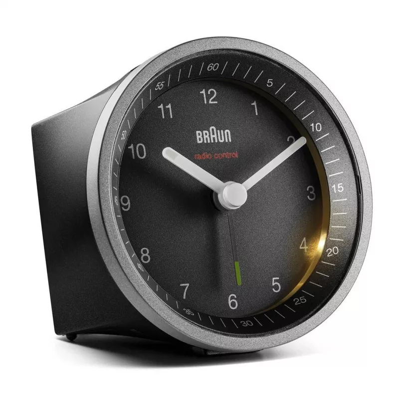 Braun BC07SB-DCF Quartz alarm clock Black, Silver