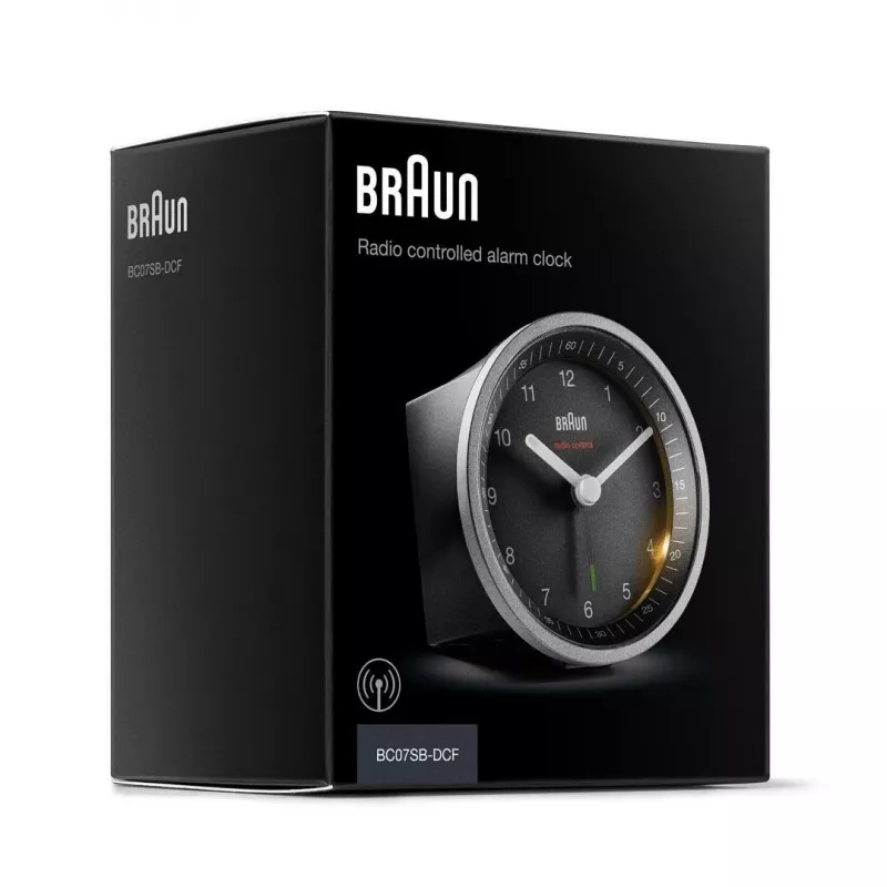 Braun BC07SB-DCF Quartz alarm clock Black, Silver