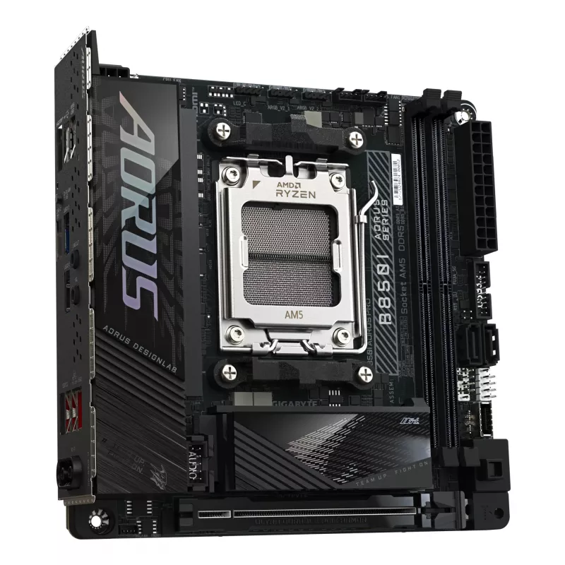 GIGABYTE B850I AORUS PRO Motherboard - AMD Ryzen 9000 Series CPUs, 8+2+1 Phases Digital VRM, up to 8400MHz DDR5 (OC), 1xPCIe 5.0 + 1xPCIe 4.0 M.2, 2.5LAN, WIFI 7, USB 3.2 Gen 2