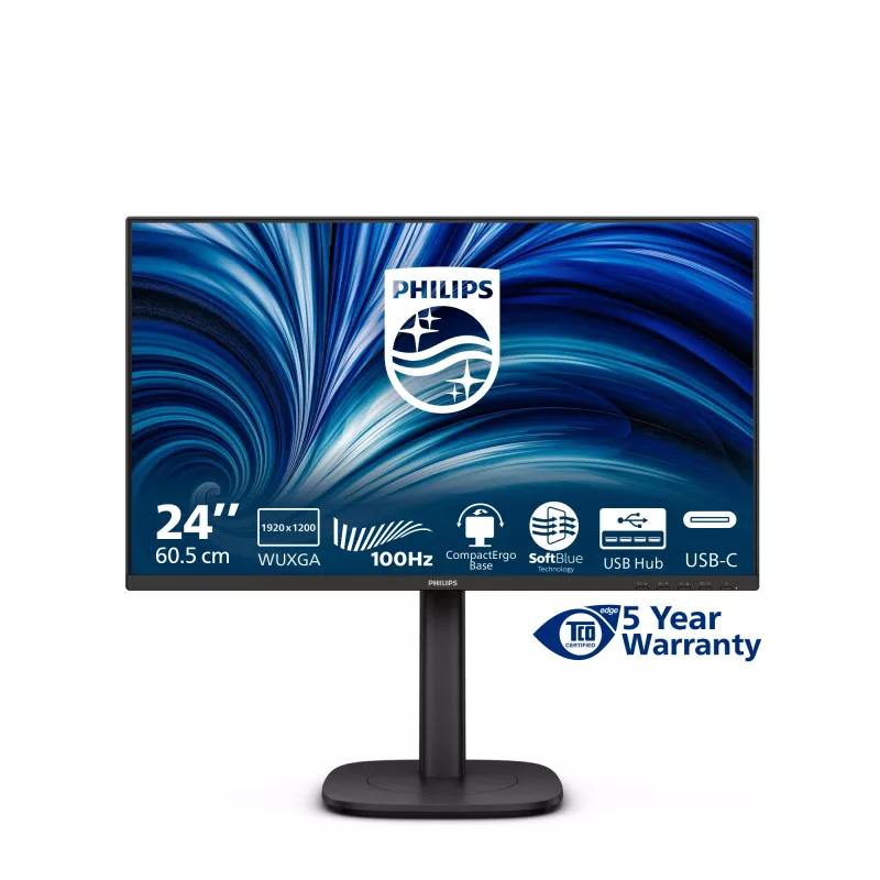 Philips 3000 series 24B2N3200D/00 computer monitor 61.2 cm (24.1 inch) 1920 x 1200 pixels WUXGA LCD Black