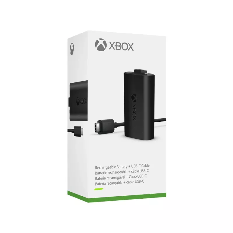 Charge kit Microsoft Xbox One Play & Charge Kit — rechargeable wired battery pack with USB Type-C, black, matt finish