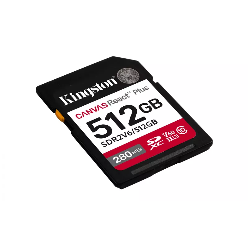 Kingston Technology 512GB Canvas React Plus SDXC UHS-II 280R/150W U3 V60 for Full HD/4K