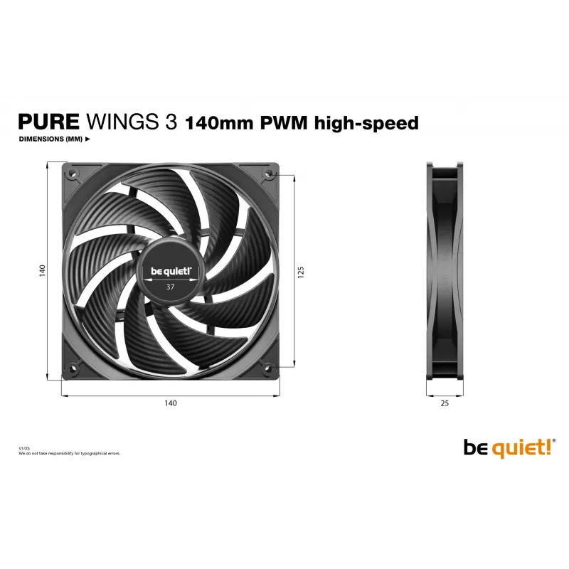 be quiet Pure Wings 3 140mm | PWM high-speed Triple Pack Computer case Fan 14 cm Black 3 pc(s)