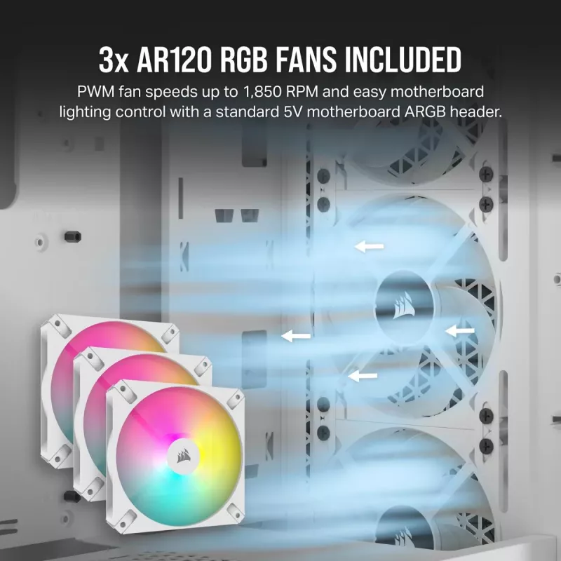 CORSAIR Mid-tower Pc Case - 3000d RGB Airflow - White