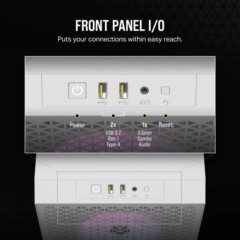 CORSAIR Mid-tower Pc Case - 3000d RGB Airflow - White