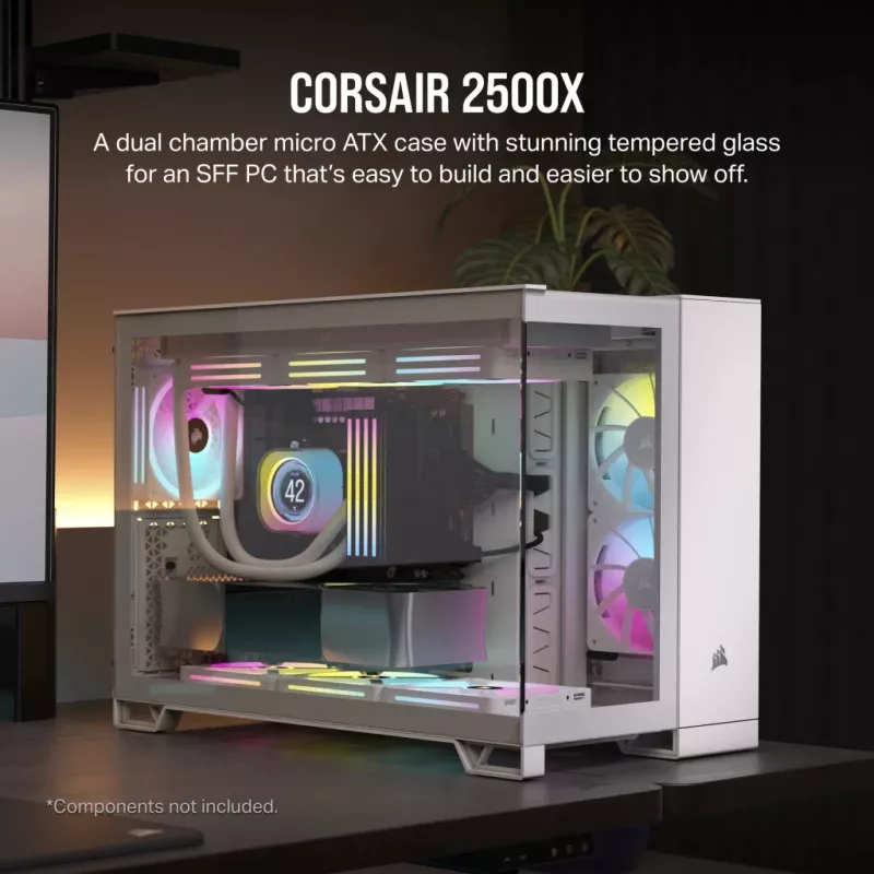 CORSAIR Pc Case - 2500x Mid-tower Dual Chamber Pc Case - White