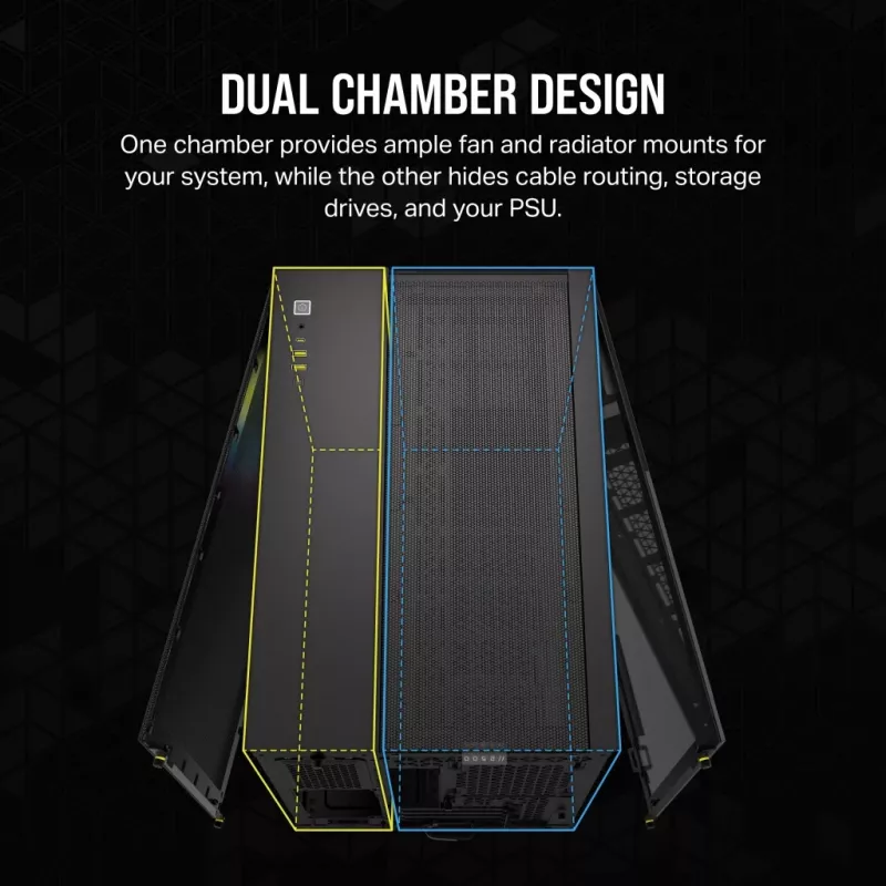 CORSAIR Pc Case - Icue Link 2500x RGB Micro ATX Dual Chamber Black