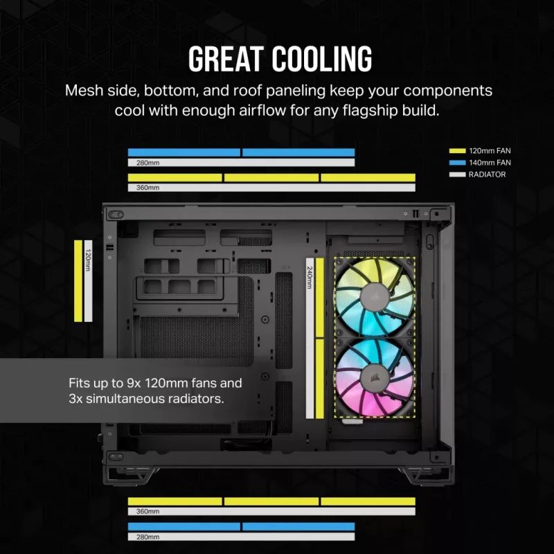 CORSAIR Pc Case - Icue Link 2500x RGB Micro ATX Dual Chamber Black