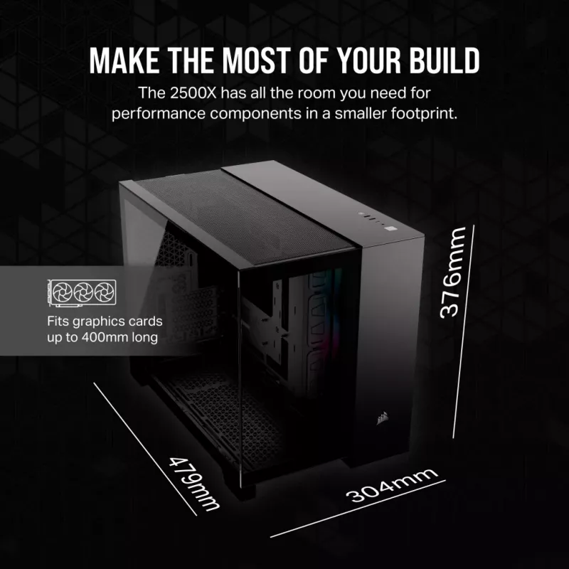 CORSAIR Pc Case - Icue Link 2500x RGB Micro ATX Dual Chamber Black