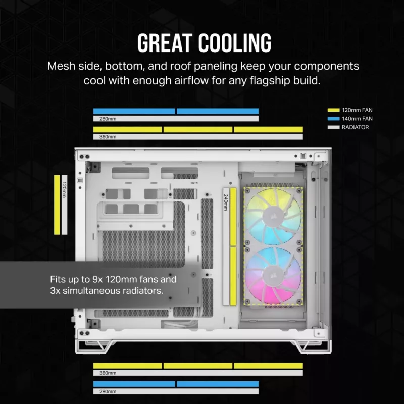 CORSAIR Pc Case - Icue Link 2500x RGB Micro ATX Dual Chamber White